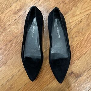 Stuart Weitzman Cigarette Black Suede Flats 8